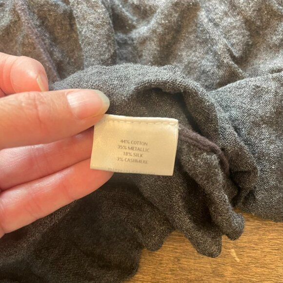 Eileen Fisher Cardigan XL Gray Cotton Silk Cashmere Crinkle Open Front Sweater - Picture 8 of 9